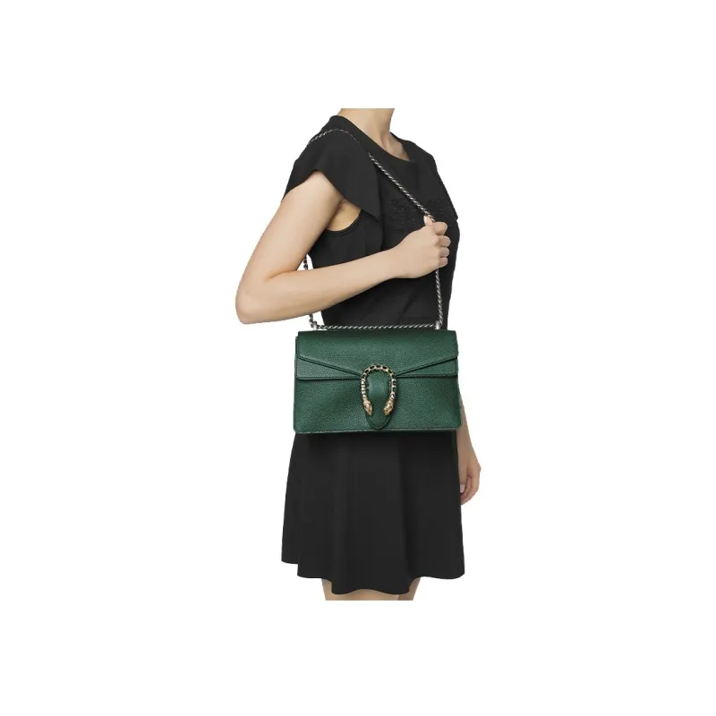 GUCCI Dionysus Leather Crossbody Bag, Shoulder Bag Women's Emeralds-5