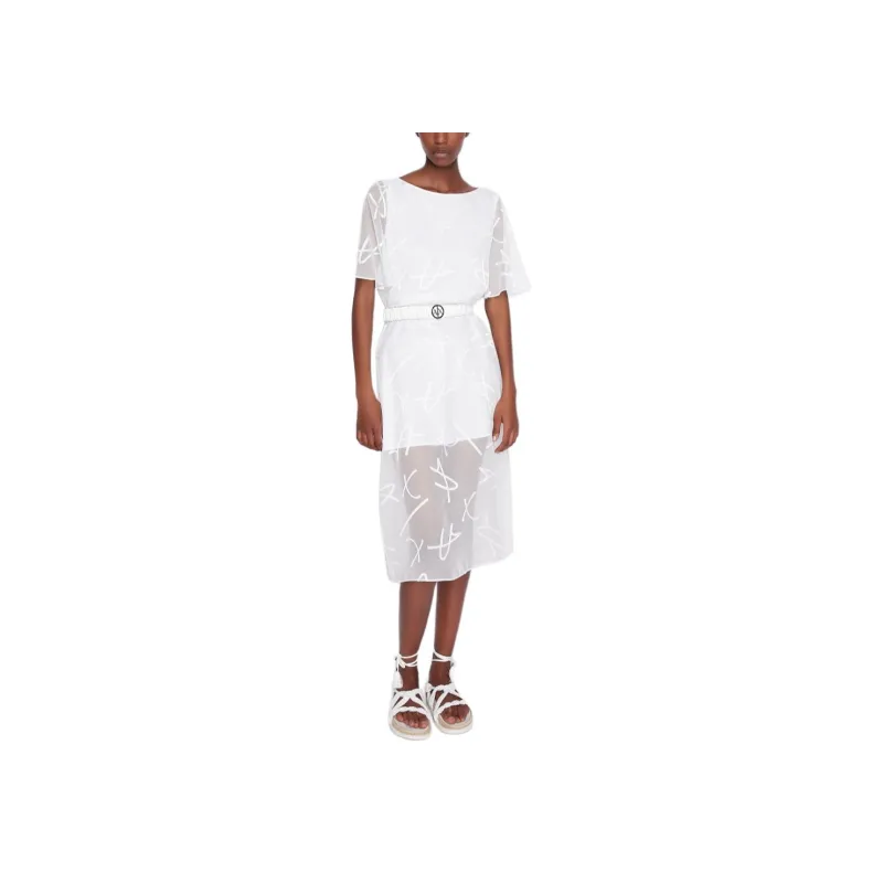 ARMANI EXCHANGEAE SS23 Short Sleeved Dress Women's White-3