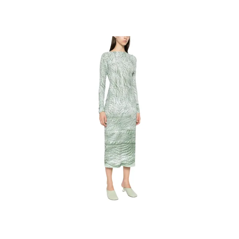 MM6 Maison Margiela Iguana Slash Neck Midi Dress-3