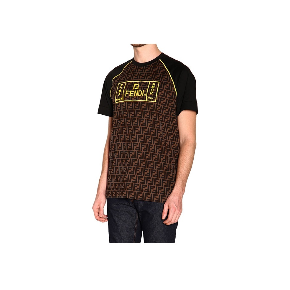 Tシャツ・カットソー FENDI Men T Shirts FZC358AU7S Brown FENDI T-Shirts Men Brown - POIZON
