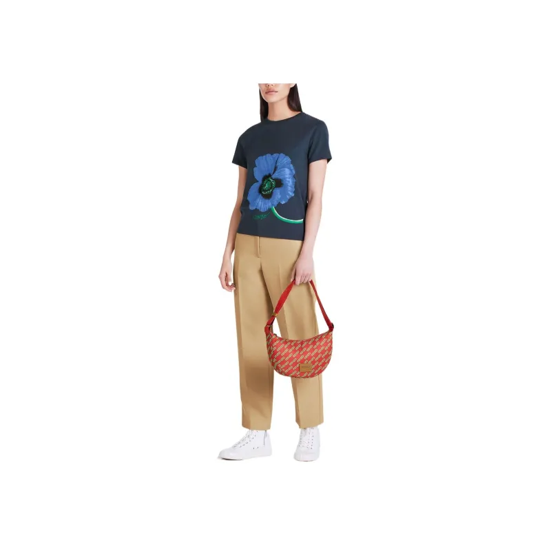 KENZO Poppy Flower Series T Shirts Women's Dark Blue-2