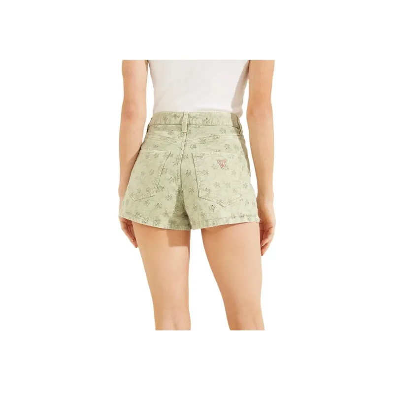 GUESS SS24 Claudia Eyelet Shorts Denim Shorts Women's Green-1