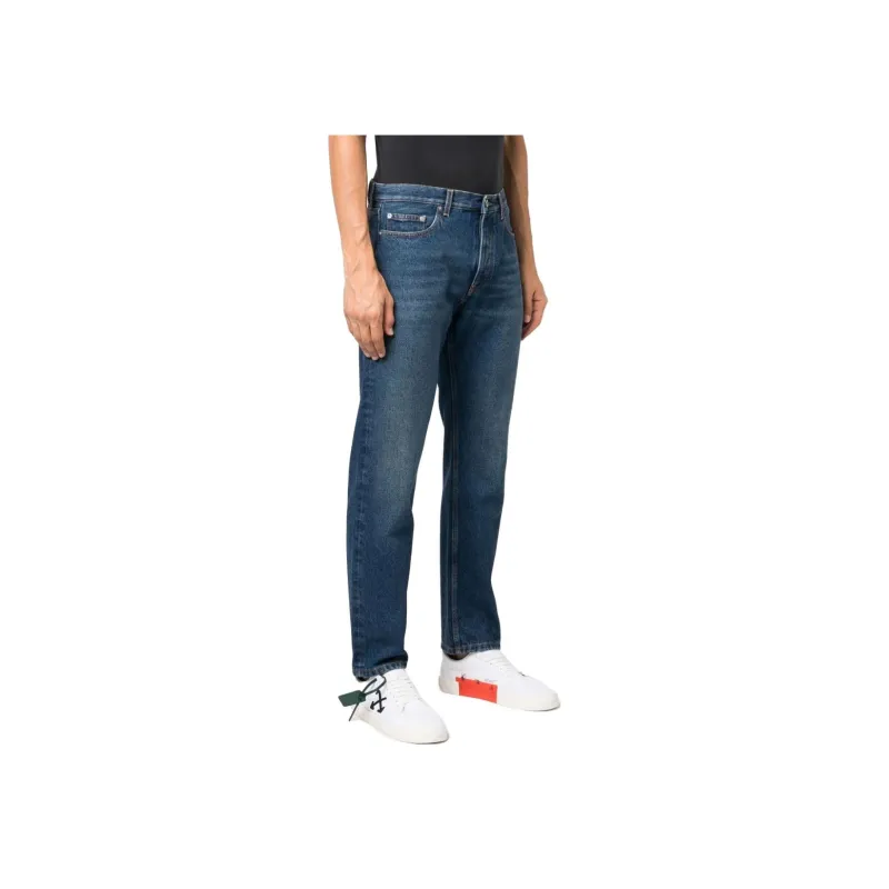 OFF WHITE Logo Patch Straight Leg Jeans-3