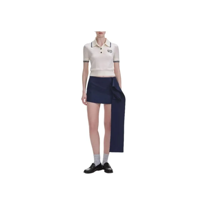 Self portrait SP patch Polo Top-1