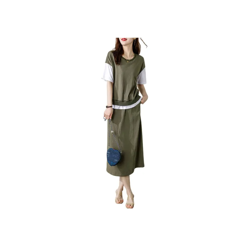 Wbwq Skirt Set Women's Army Green-0