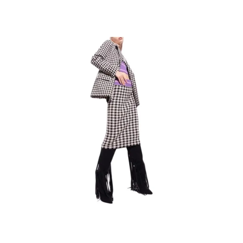PINKO Casual Long Skirts Women's Black White-3