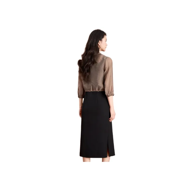 Mylan Two Piece Skirt Sets Women's Coffee-0
