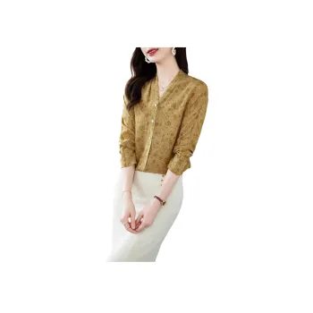 Yi Mengyuan Shirt Women's Autumn Yellow Flowers