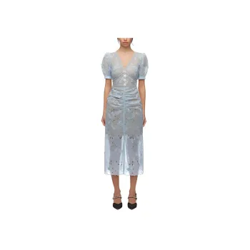 Self portrait FW21 Short Sleeved Dress Women's Blue
