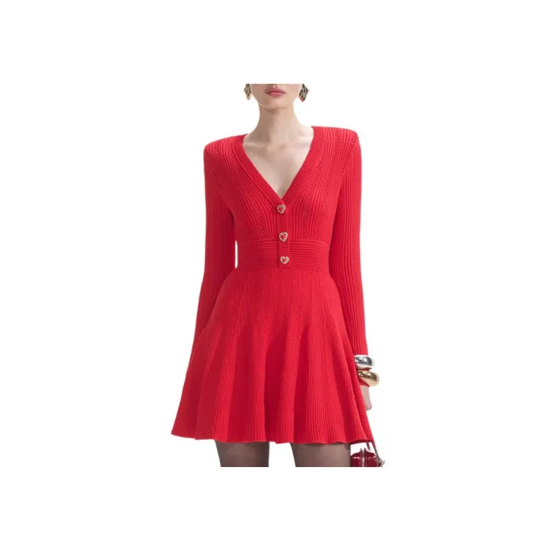 Self portrait Pointelle Knitted Mini Dress-1