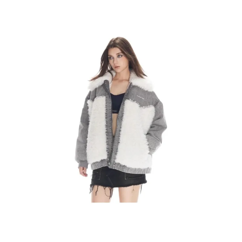 JAC FLEURANT Velvet feel Coat Women's Gray-2