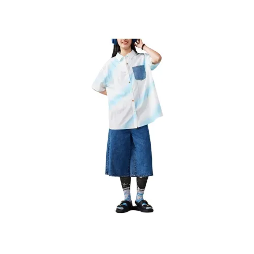 Asuka and new sake 라이트 레이크 블루 여성 셔츠