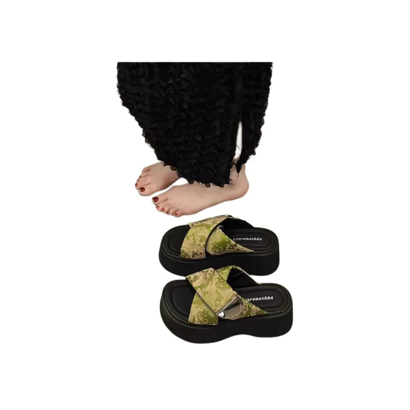 Qiao Anju Slippers Green, Black-4