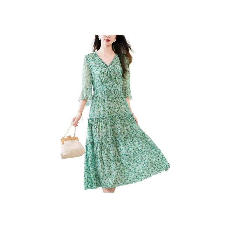 To The West Long Sleeved Dresses Women's Green-0