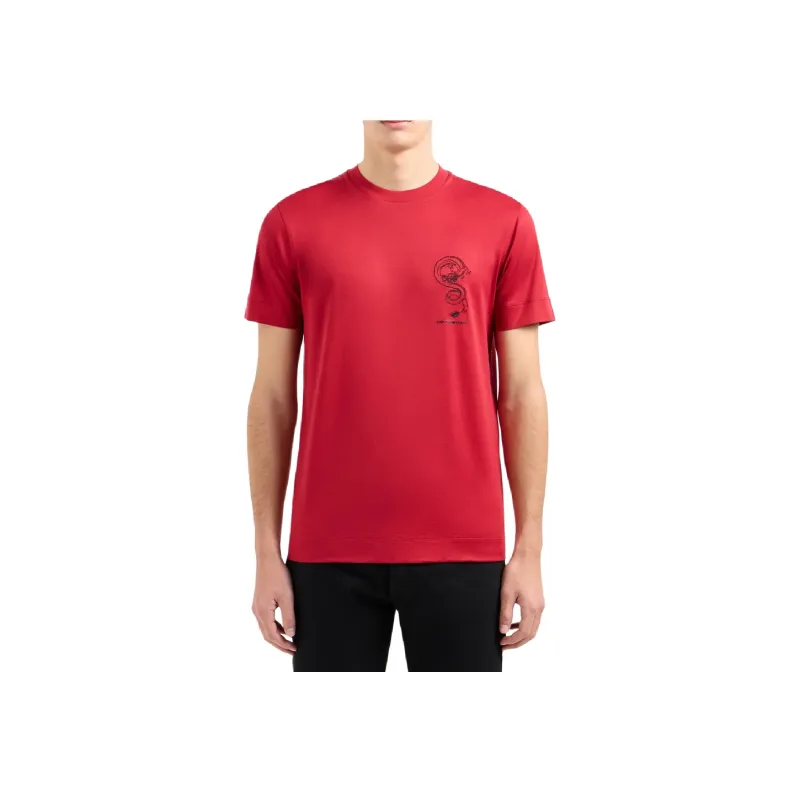 EMPORIO ARMANI Sustainability Values Lyocell blend Jersey T shirt With Dragon Embroidery-7