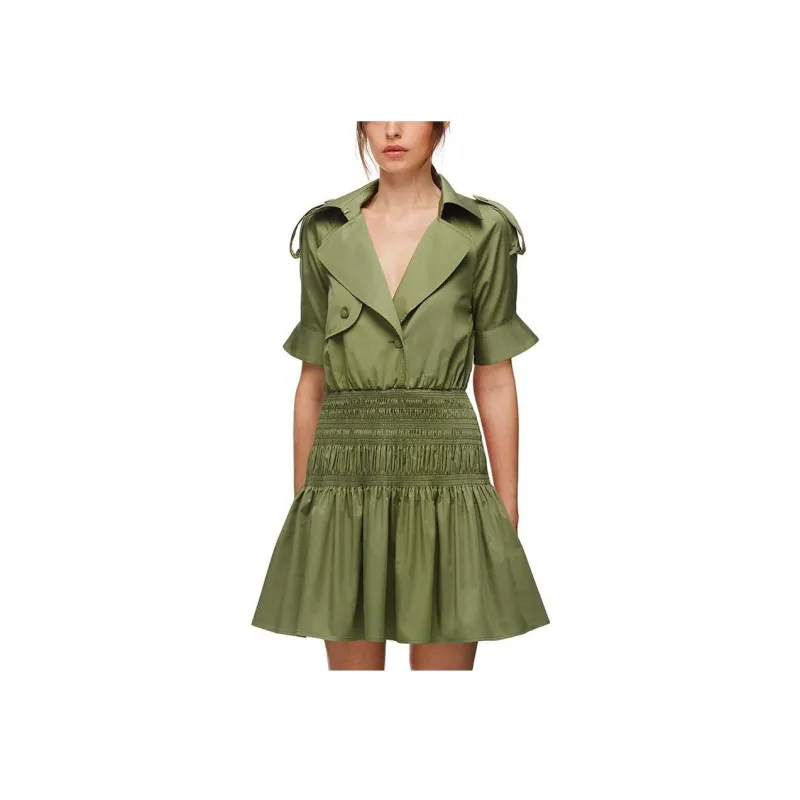 Self-portrait Short-Sleeved Dresses Women's Khaki Green-2