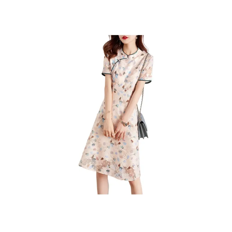 XWI Short Sleeved Dresses Women's Orange Pink-1