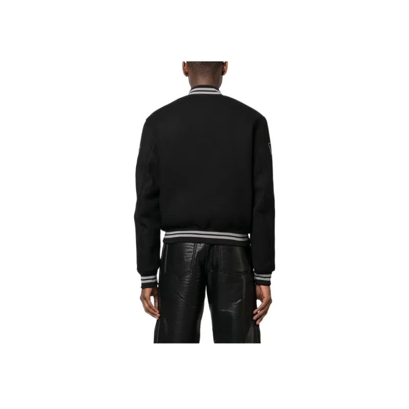 OFF WHITE Diagonal Outline Logo Embroidered Wool Varsity Jacket-2
