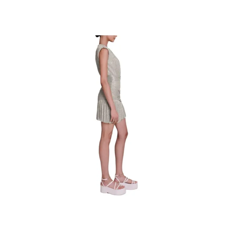 Maje Ruched Lurex Mini Dress-2