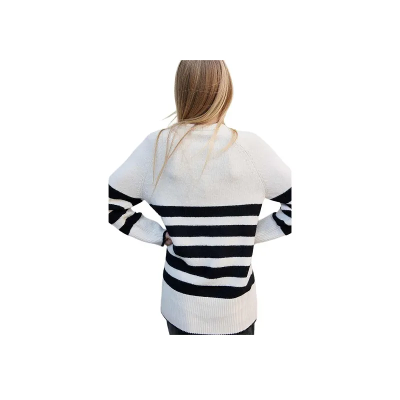 H&M Long Sleeved Dress Women's Cream/Stripes-1