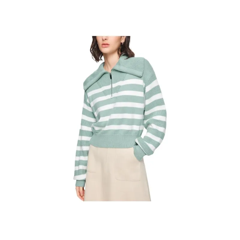 Skechers Yazhuan Series Knitwear Women's Coconut Juice White Thousand Grass Green Stripes-1