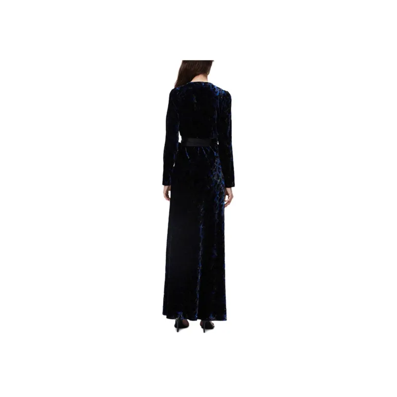 DVF Diane Von Furstenberg SS23 Long-Sleeved Dresses Women's Blue Black-3