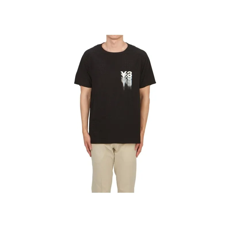 Y-3 Logo-print Perforated T-shirt-4