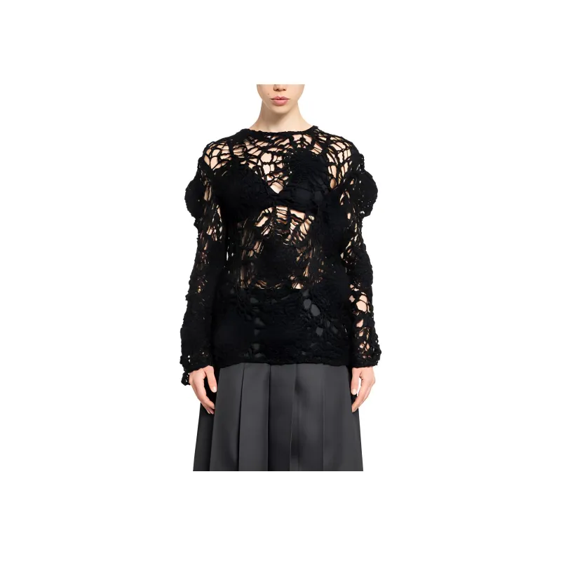 Comme Des Garcons Hollow Carved Design Sweater Black-0