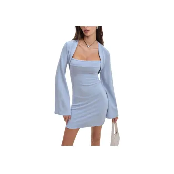 REFORMATION Chloe Knit Shrug Dress Set Skirt Set Women's Frost Blue