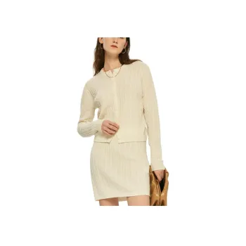 KEIGAN Two Piece Skirt Sets Women's Classic Milk White