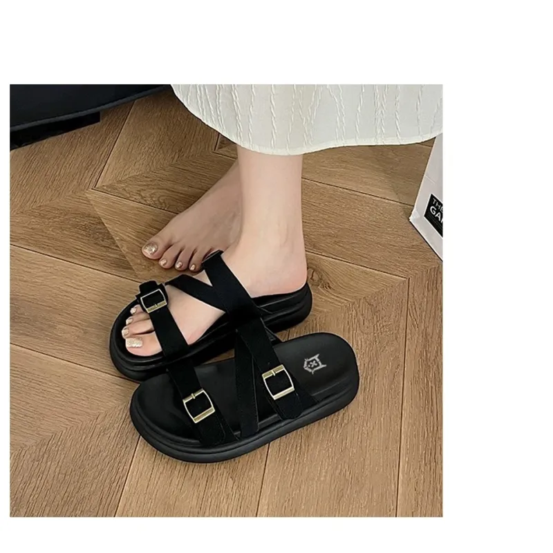 Old Meow Flat Buckle For External Wear Slide Slippers 4.7cm Women's-7
