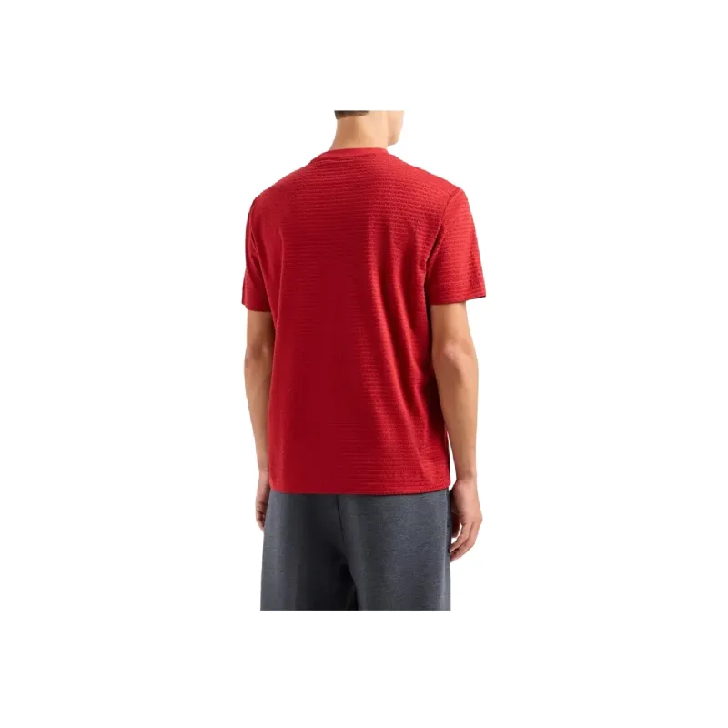 EMPORIO ARMANI Asv Lyocell blend Jersey T shirt With All over Flocked Logo Lettering-10