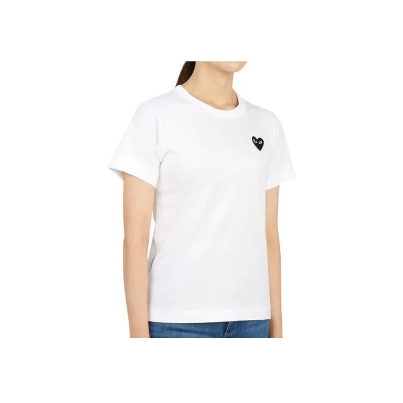 Comme Des Garcons Play Women's Black Emblem T Shirt White/Black SS22-2