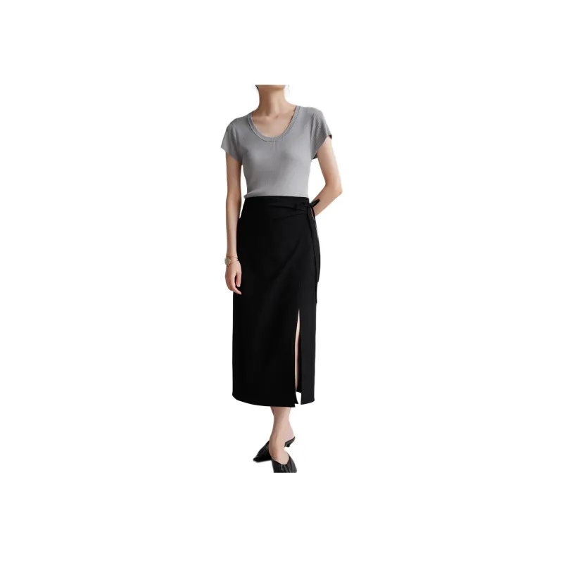 SHALLOW STREAMS Casual Long Skirt Women's Classic Black-1