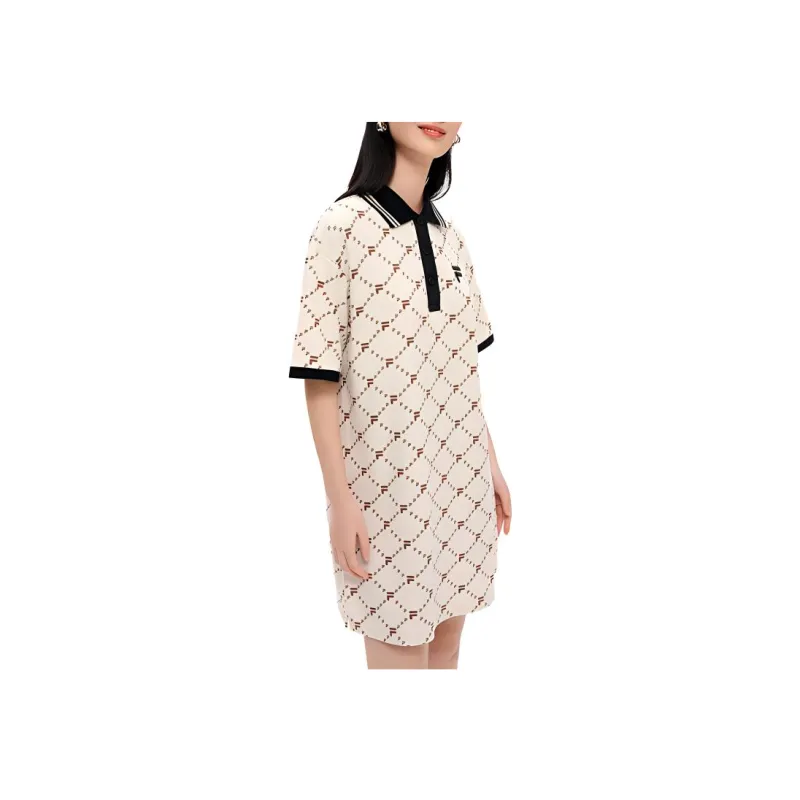 FILA FUSION FOB Series Short Sleeved Dress Women's Lactose Color-2