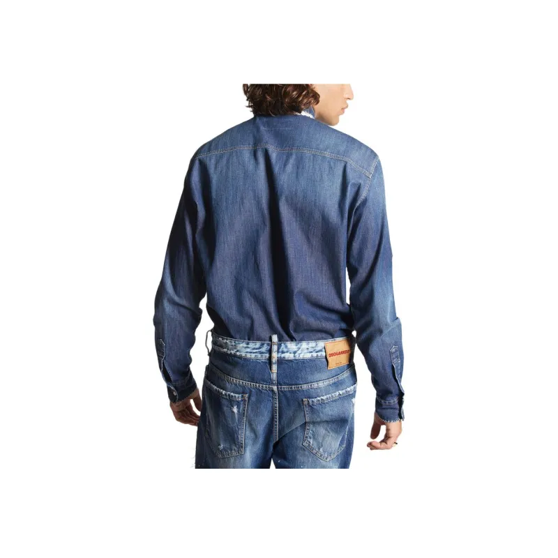 Dsquared2 Long Sleeved Faded Denim Shirt-4