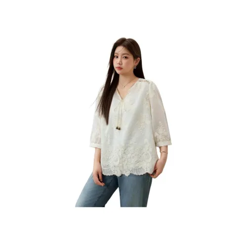 Qianlixiu 애프리콧 여성 셔츠