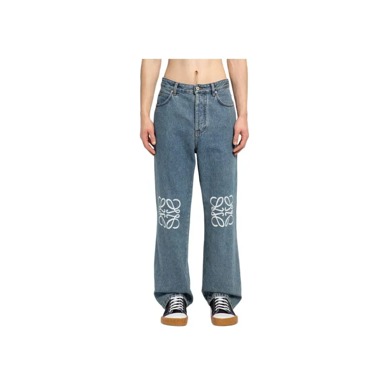 LOEWE Anagram Mid rise Straight Jeans-0