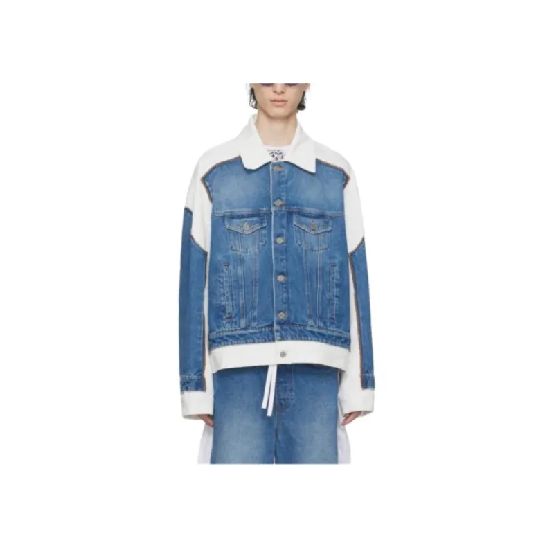 Jean Paul Gaultier Contrast Panel Denim Jacket 'Vintage Blue/White'-2