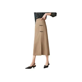 Like The Age Of Water Spring Summer Fall Long Sleeved Dresses Straight Women's Khaki