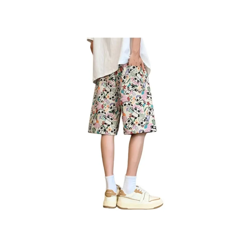 JIMI&JONS Casual Shorts Unisex Embroidery Panda-0