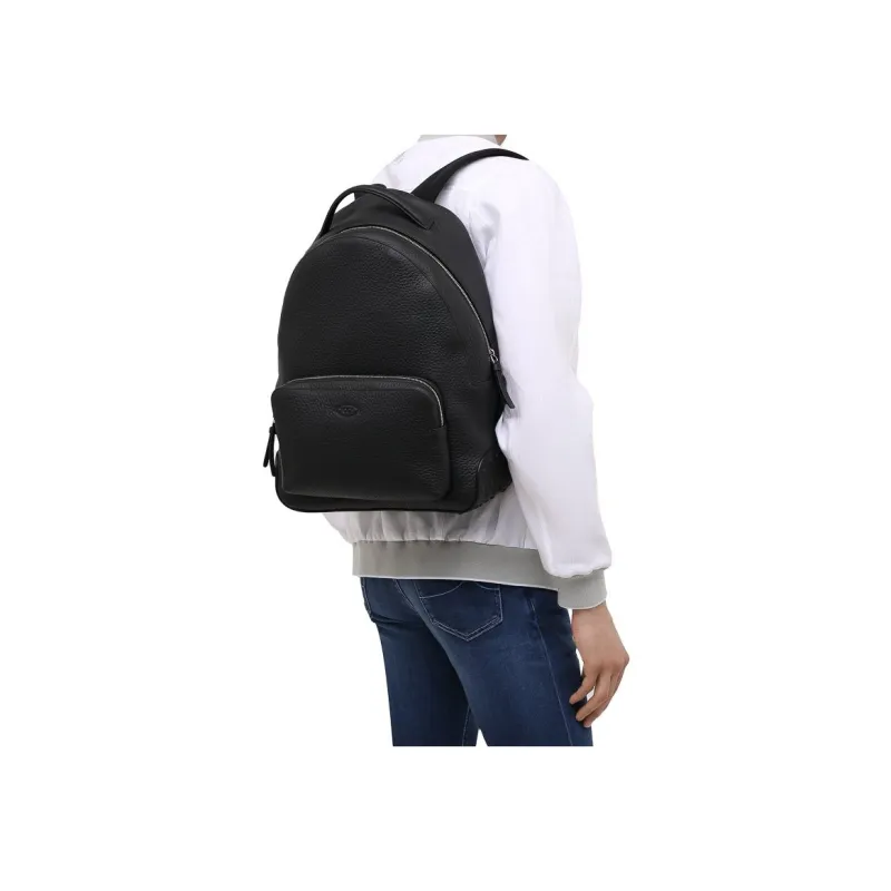 TOD'S Leather Backpack Medium Size Men's Black-5