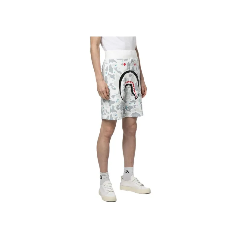 A BATHING APE Space Camo Shark Sweat Shorts-2