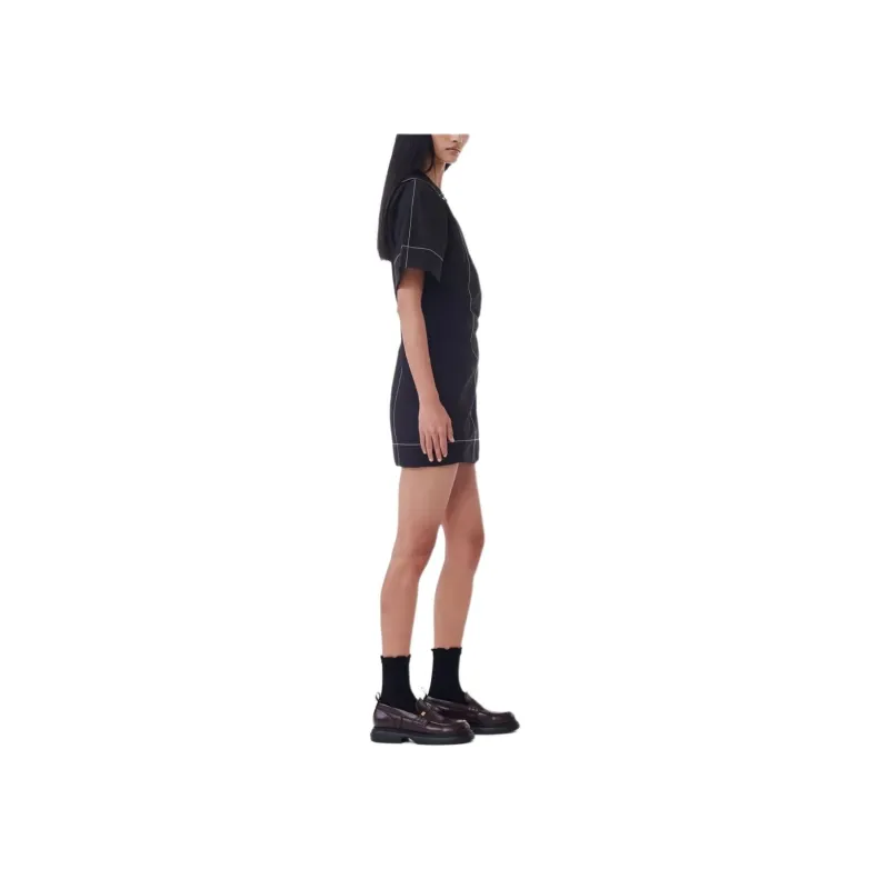 GANNI Poplin Wrap Mini Dress-3