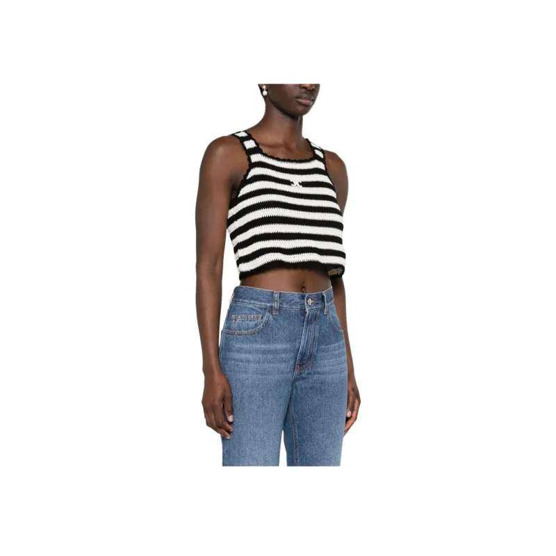 CELINE Triomphe Striped Cropped Top-3