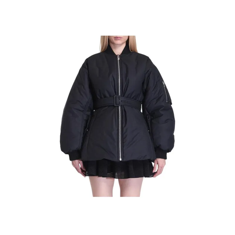 Alaia Zip Up Belted Bomber Jacket-0