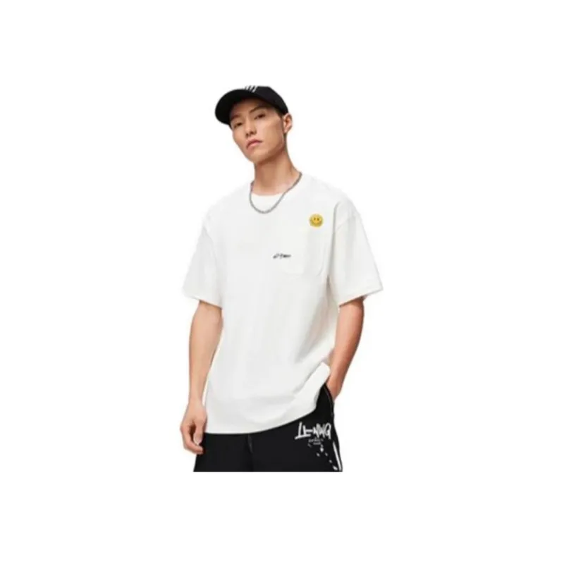 LiNing Skateboard Drop Shoulder Sleeve T Shirt Unisex Ivory-3