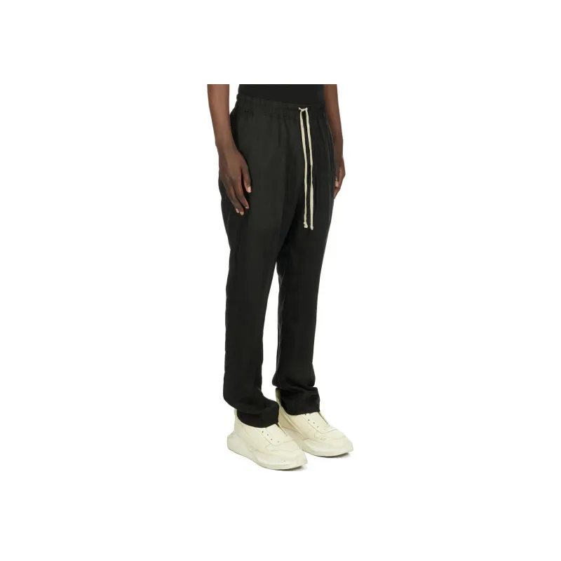 RICK OWENS/RO Drawstring Long In Black Cupro Japonette Casual Pants Men's Black-3