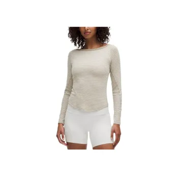 Lululemon Hold Tight T Shirt Women's Minute Stripes Light Ivory Transparent Oak