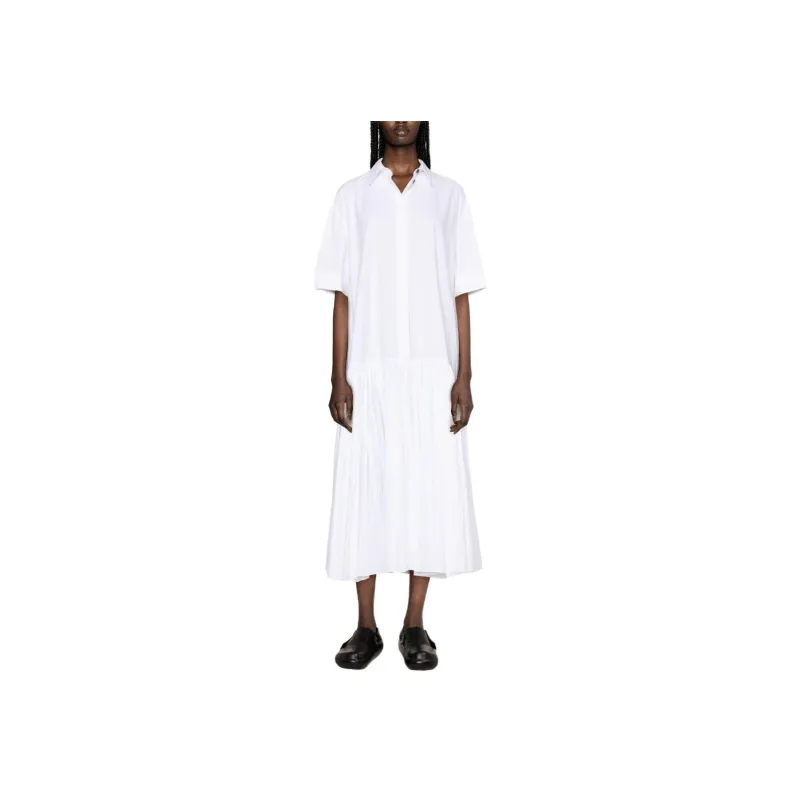 JIL SANDER Drop waist Cotton Shirtdress-1